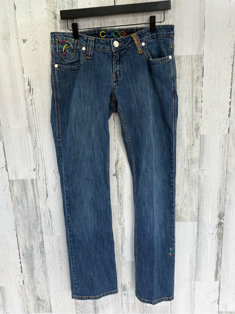 COOGI Women’s Size 32X32X7” Rise Straight Leg Embroidered Stitching Jeans